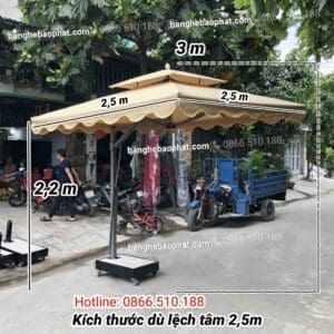 kích thước dù lệch tâm vuông 2 5m