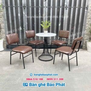Bàn ghế cafe sắt nệm BGSNBP022