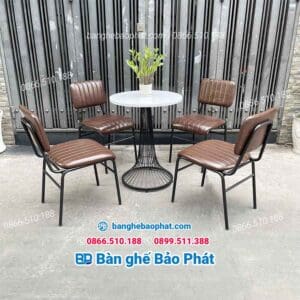 Bàn ghế cafe sắt nệm BGSNBP022