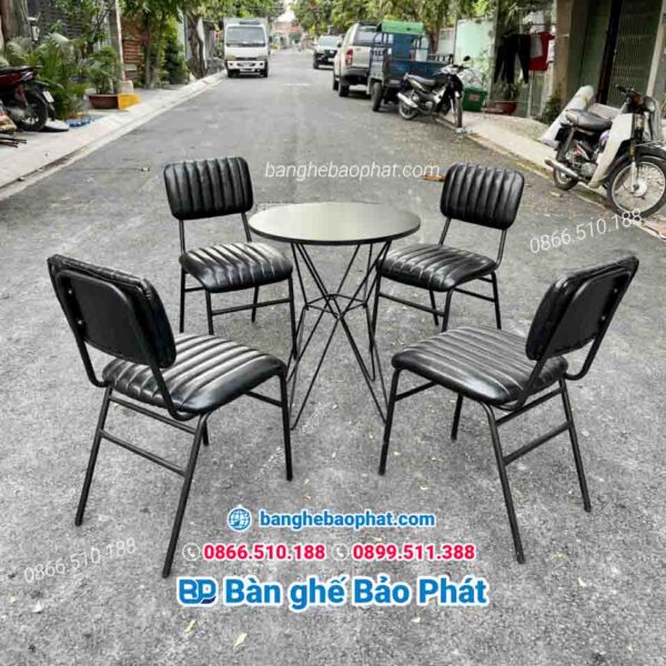 Bộ bàn ghế cafe sắt nệm BGSNBP022 thiết kế sang trọng, trải nghiệm ngồi thoải mái