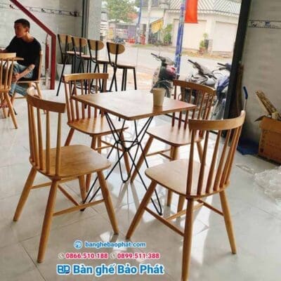 Bàn ghế gỗ cafe 7 nan (ghế 7 thanh tiện) - Ảnh 2