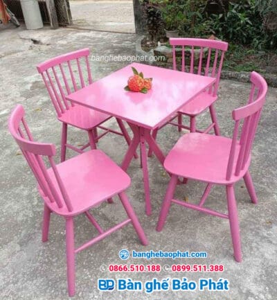 Bàn ghế gỗ cafe 7 nan (ghế 7 thanh tiện) - Ảnh 4