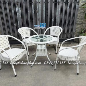 Ghế mây nhựa thúng bầu BGNGMBP007 22 Ghế mây nhựa thúng bầu BGNGMBP007 màu trắng