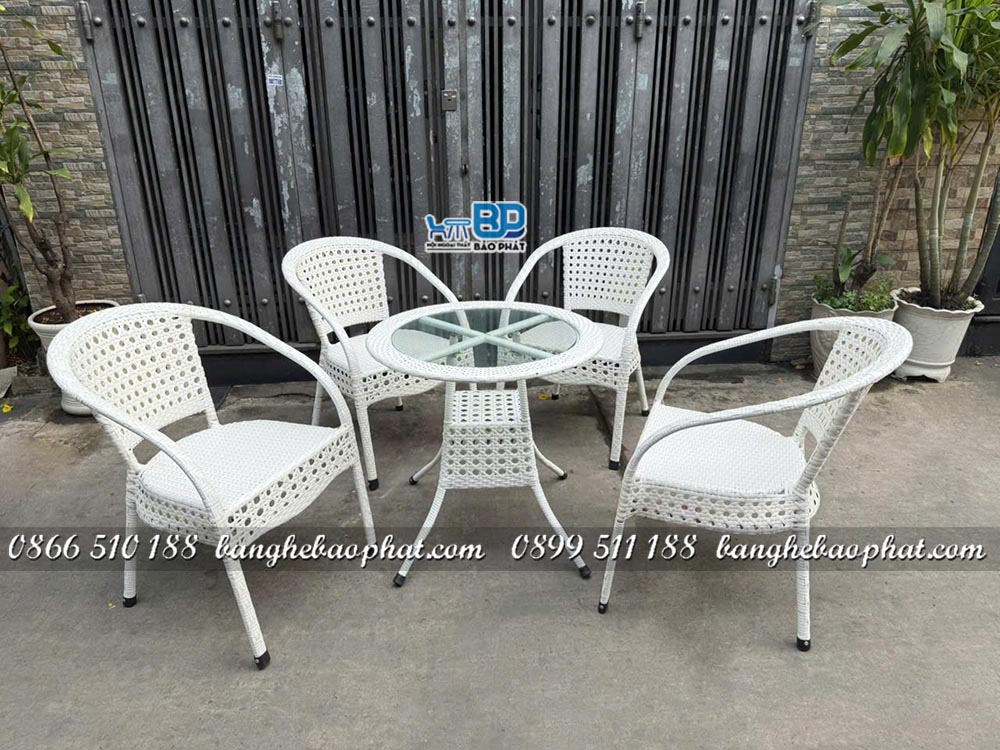 Ghế mây nhựa thúng bầu BGNGMBP007 28 Ghế mây nhựa thúng bầu BGNGMBP007 màu trắng