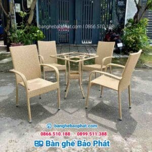 Ghế nhựa giả mây baso màu vàng