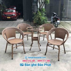 Bàn ghế nhựa giả mây cà phê ghế bạch tuột BGNGMCPBP004