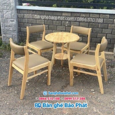 Bàn ghế bella gỗ nệm quán cafe