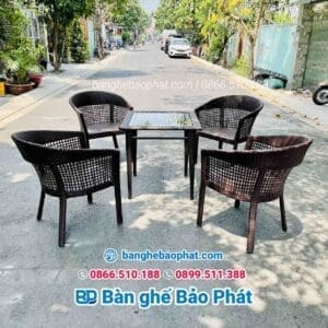 Bàn ghế mây nhựa đan hàng rào BGNGMBP008 8 ghe nhua gia may dan hang rao 4
