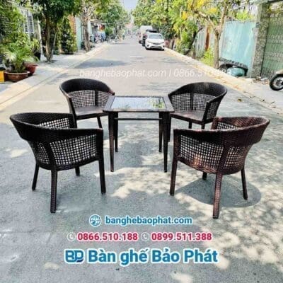 Bàn ghế mây nhựa đan hàng rào BGNGMBP008 - Ảnh 4