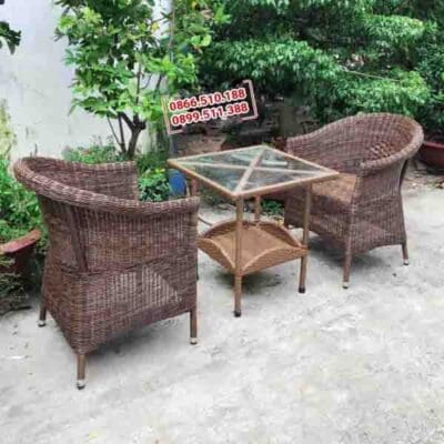 Bàn ghế nhựa giả mây ghế thúng dây tròn BGNGMCPBP009 - Ảnh 3