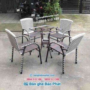 Bàn ghế nhựa giả mây quán cà phê ghế hoài văn