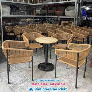 Bộ bàn ghế nhựa giả mây GNGMBP010 7 bàn ghế cafe nhựa giả mây bảo phat 010