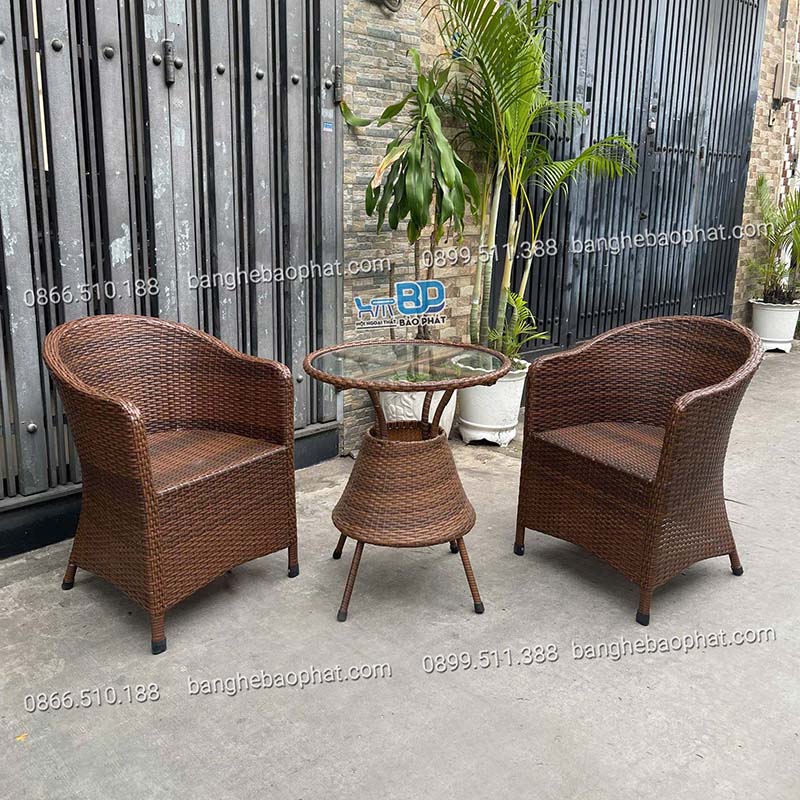 Bàn ghế mây nhựa ghế thúng bành BGNGMBP014 13 Bàn ghế mây nhựa ghế thúng bành 2 ghế