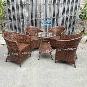 Bàn ghế nhựa giả mây thúng bành 4 ghế