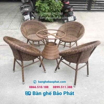 Bàn ghế nhựa giả mây ghế runam