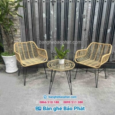 Bàn ghế nhựa giả mây cà phê BGNGMBP023 - Ảnh 2
