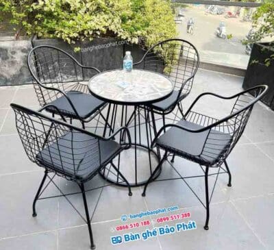bàn ghế sắt bảo phát bgsbp010
