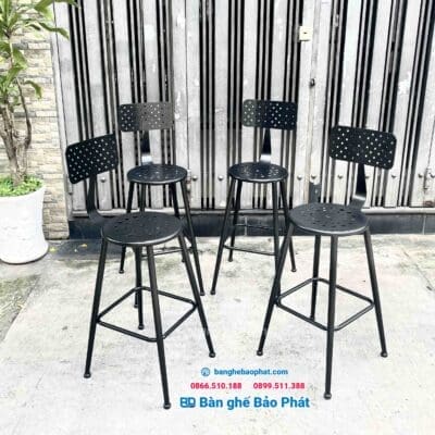 Bàn ghế bar chân sắt mặt sắt cnc BGBBP003 - Ảnh 2