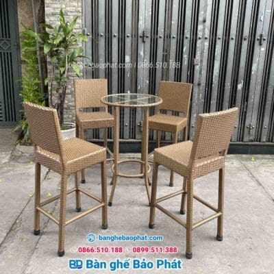 bàn ghế bar nhựa giả mây bảo phát bgbngmbp001