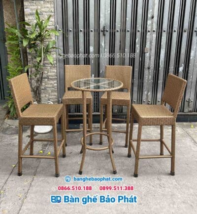 Bàn ghế bar nhựa giả mây Bảo Phát BGBNGMBP001 - Ảnh 2