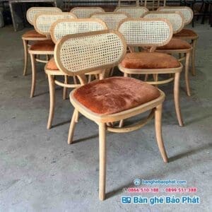 Ghế vienna mê nệm tựa mây đan mắt cáo