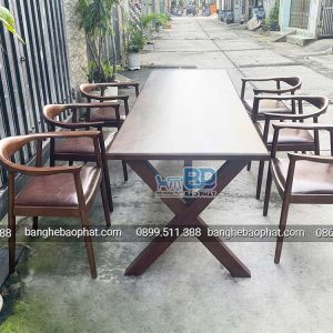 Bàn ghế gỗ kennedy BGGBP012 20 Bàn dài quán cafe kết hợp ghế gỗ kennedy