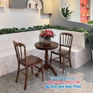 Bàn ghế gỗ nhà hàng cao cấp Napoleon BGGBP025 10 bàn ghế cafe cổ điển napoleon