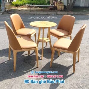 Bàn ghế cafe gỗ nệm ghế grace