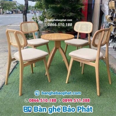 Bàn ghế cafe secco gỗ nệm
