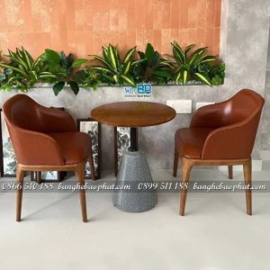 Bàn ghế grace cso tay màu nâu cafe