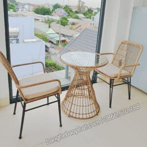 Bàn ghế mây nhựa ban công khách sạn