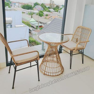 Bàn ghế mây nhựa ban công khách sạn