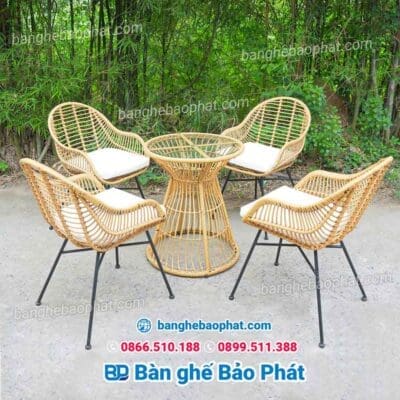 Bàn ghế nhựa giả mây cao cấp BGNGMBP036