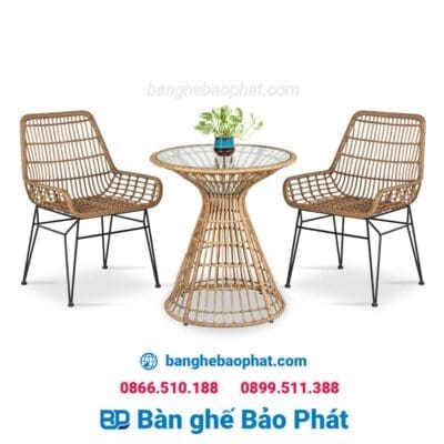 Bàn ghế nhựa giả mây sân vườn BGNGMBP038