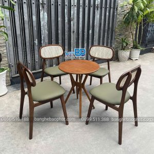 Bàn ghế secco gỗ nệm xanh
