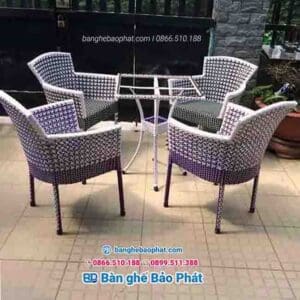 Bàn ghế thúng bít nhựa giả mây BGNGMBP020