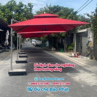 Dù che nắng tán dù nghiêng màu đỏ đô