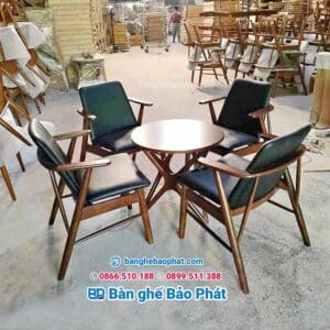 Bàn ghế cafe gỗ babie BGGBP009 11 ghế gỗ babie