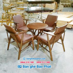 Bàn ghế cafe gỗ babie BGGBP009 10 ghế gỗ cafe babie