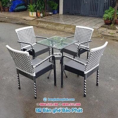 Ghế lisa đan mắt cáo nhựa giả mây