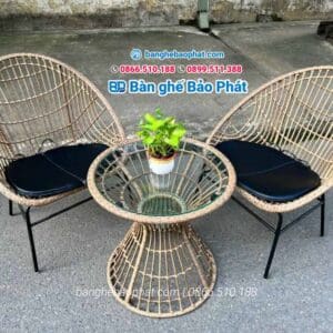 Bộ ghế nhựa giả mây con sò