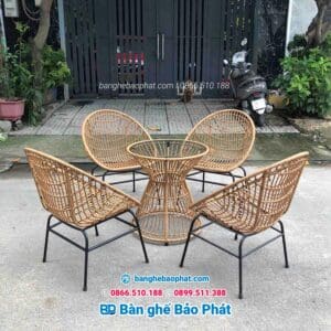 Bộ ghế nhựa giả mây con sò