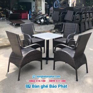 Bộ ghế vua nhựa giả mây Bảo Phát BGNGMBP026 8 Ghế vua nhựa giả mây giá rẻ