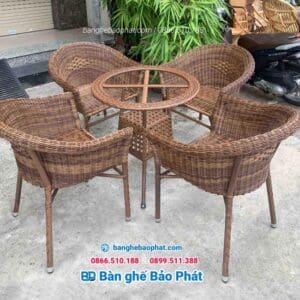 Bộ ghế thúng không bầu nhựa giả mây dây tròn BGNGMBP023 5 Bộ ghế thúng dây tròn không bầu