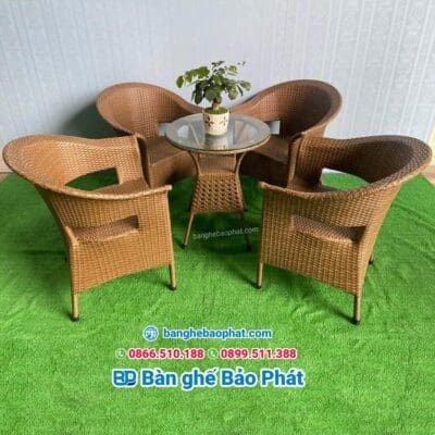 Ghế thúng xòe lỗ nhựa giả mây