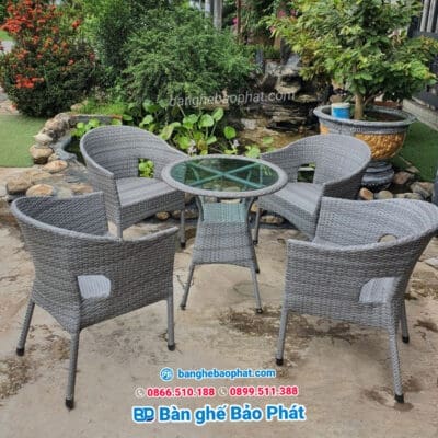 Ghế thúng xòe lỗ nhựa giả mây