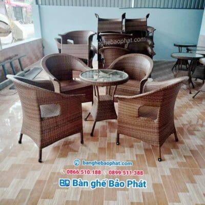 Ghế thúng xòe lỗ nhựa giả mây
