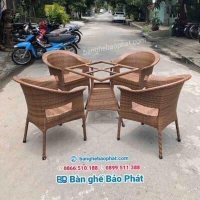 Ghế thúng xòe lỗ nhựa giả mây