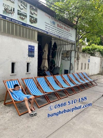 Ghế xếp bãi biển gỗ lưới textilene mang lại cảm giác thư giãn thoải mái khi sử dụng