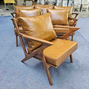 Sofa cafe gỗ chữ Z 11 Sofa Z nệm màu da bò
